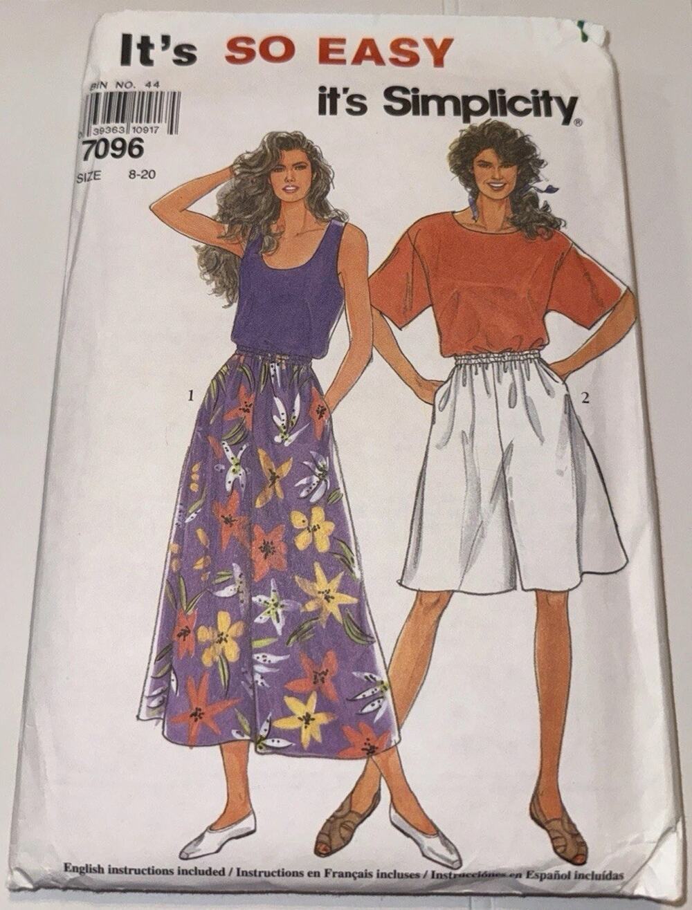 Vintage Simplicity 7096 Misses Top & Culottes Pattern Size 8-20 Uncut